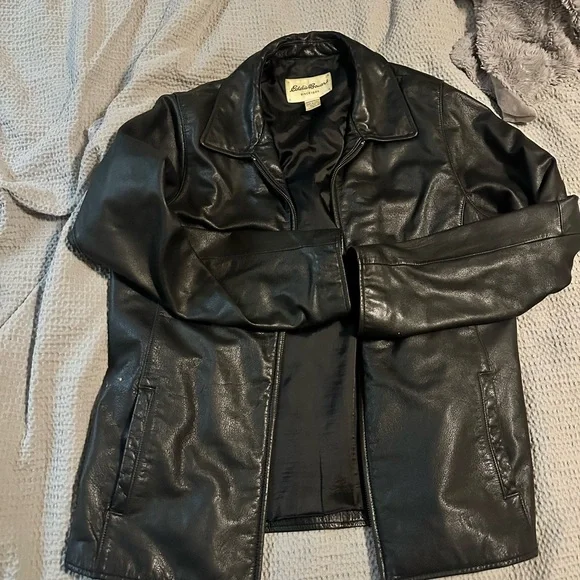 Vintage Genuine Leather Eddie Bauer Black Leather Jacket for Women - Picture 2 of 6